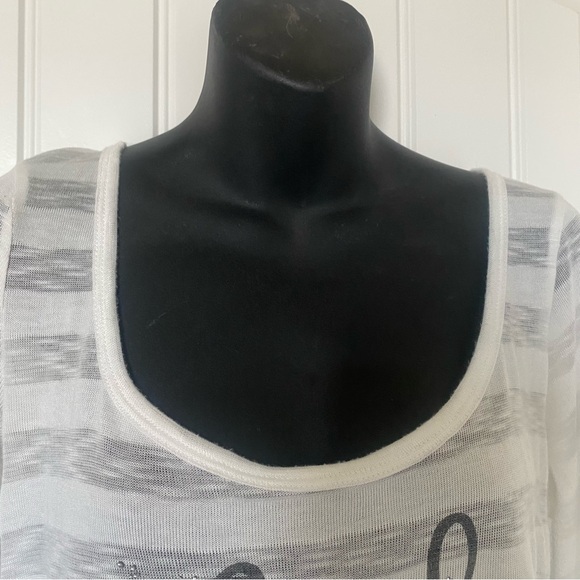 Maurices Think Happy Embellished Long Sleeve Heathered Stripe Tee Shirt M - Picture 4 of 9